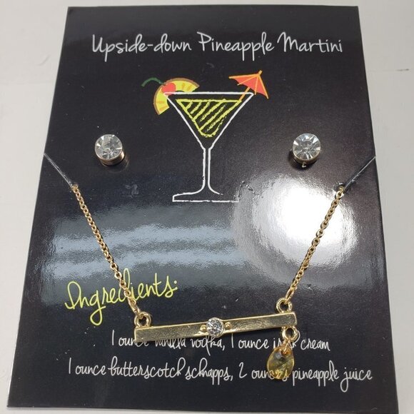 Bead Charm Bar Necklace With matching Crystal Stud Earrings - Picture 4 of 5